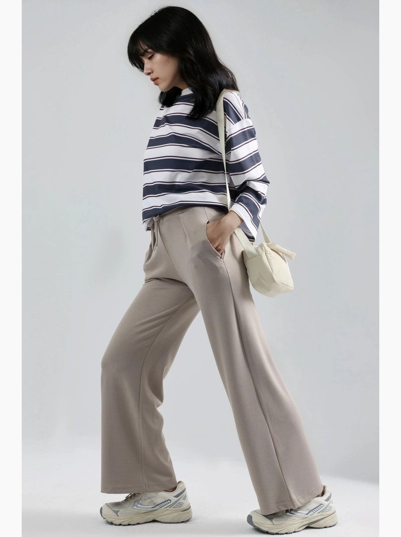 Pantalon palazzo plissé à jambes droites hiccup Beige argile - Kiabi