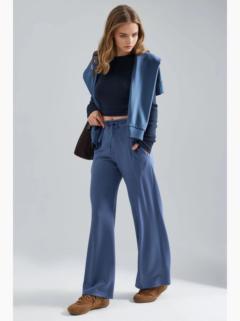 Pantalon palazzo plissé à jambes droites hiccup Bleu clair - Kiabi