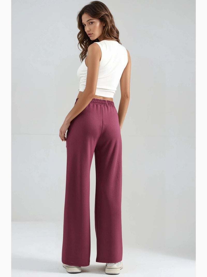 Pantalon palazzo plissé à jambes droites hiccup Rouge bordeaux - Kiabi