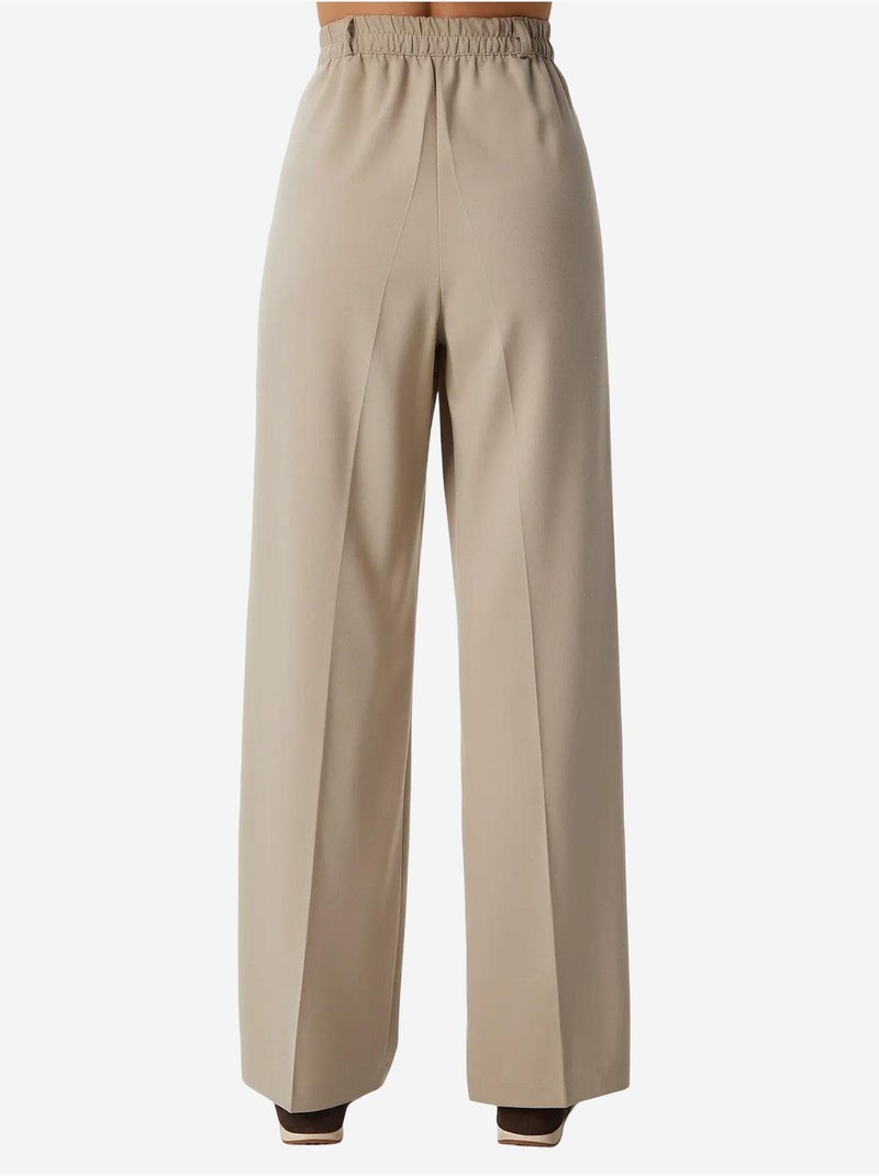Pantalon palazzo plissé avec fermeture éclair istanbul Beige argile - Kiabi