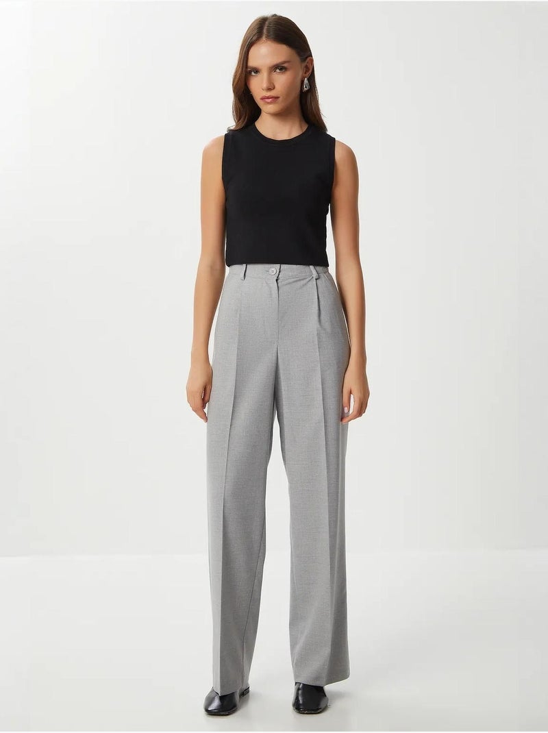 Pantalon palazzo plissé avec fermeture éclair istanbul Gris - Kiabi
