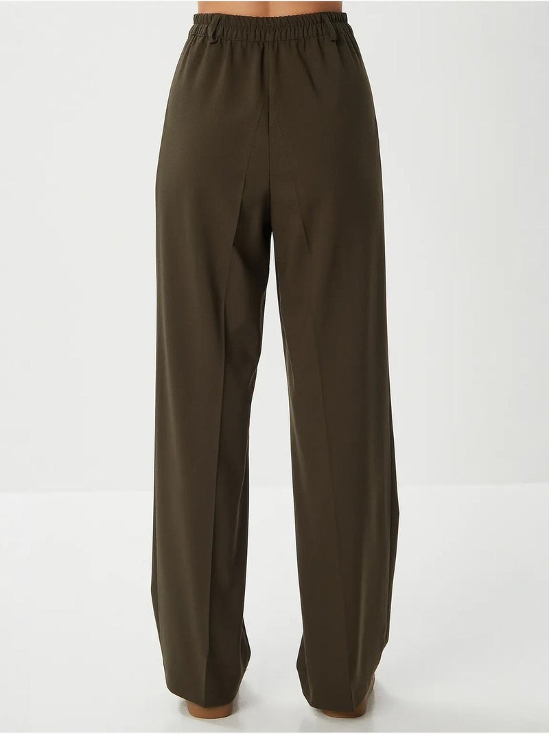 Pantalon palazzo plissé avec fermeture éclair istanbul Kaki - Kiabi