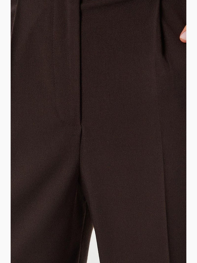 Pantalon palazzo plissé avec fermeture éclair istanbul Marron chocolat - Kiabi