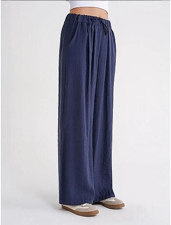 Pantalon palazzo plissé taille haute avec cordon de serrage mixray