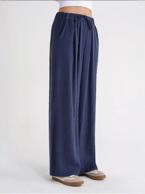 Pantalon palazzo plissé taille haute avec cordon de serrage mixray - Kiabi Pantalon palazzo plissé taille haute avec cordon de serrage mixray - Kiabi