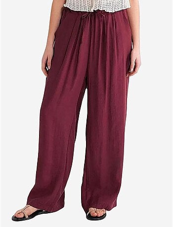 Pantalon palazzo plissé taille haute avec cordon de serrage mixray