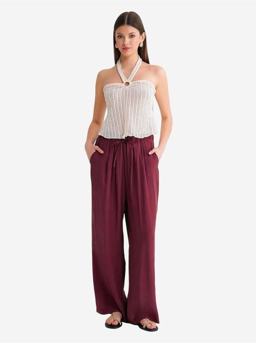 Pantalon palazzo plissé taille haute avec cordon de serrage mixray - Kiabi Pantalon palazzo plissé taille haute avec cordon de serrage mixray - Kiabi