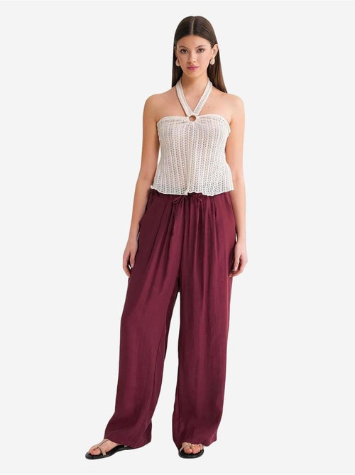Pantalon palazzo plissé taille haute avec cordon de serrage mixray - Kiabi Pantalon palazzo plissé taille haute avec cordon de serrage mixray - Kiabi