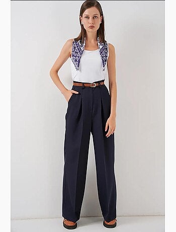 Pantalon palazzo plissé taille haute bdart