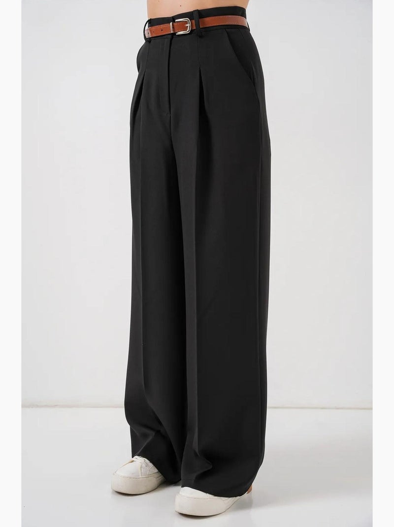 Pantalon palazzo plissé taille haute bdart Noir - Kiabi