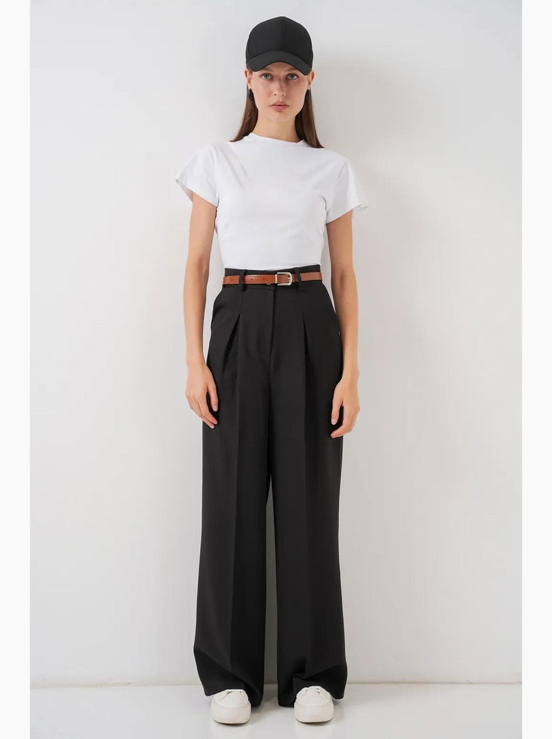 Pantalon palazzo plissé taille haute bdart Noir - Kiabi
