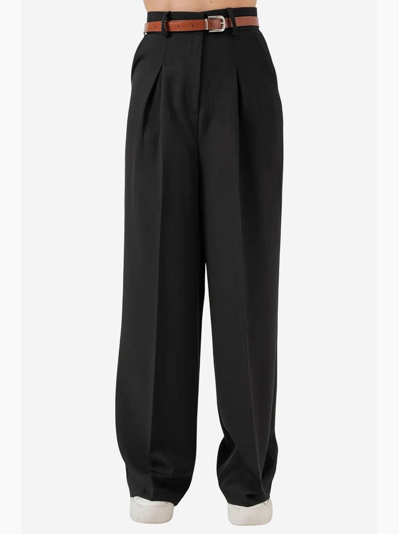 Pantalon palazzo plissé taille haute bdart Noir - Kiabi