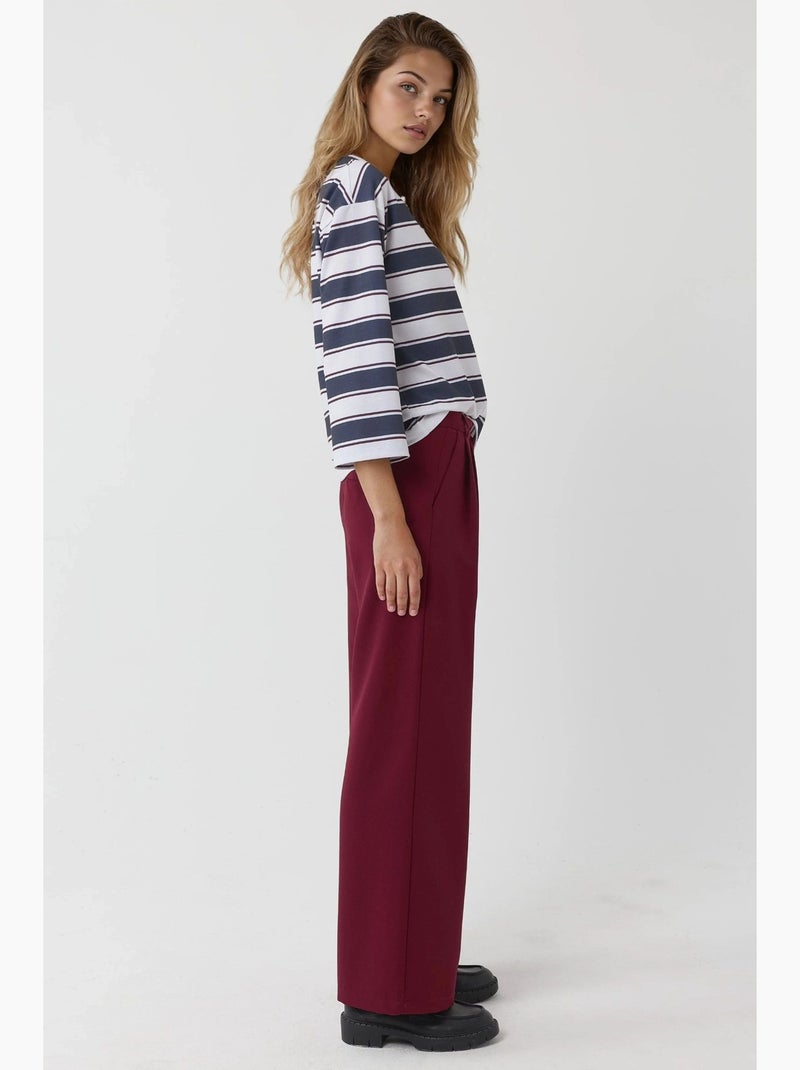 Pantalon palazzo plissé taille haute hiccup Rouge bordeaux - Kiabi