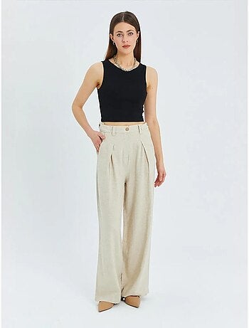 Pantalon palazzo plissé taille haute mixray