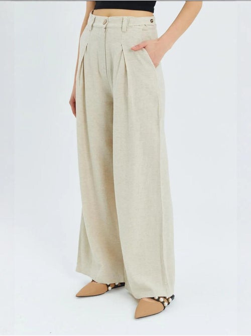 Pantalon palazzo plissé taille haute mixray - Kiabi Pantalon palazzo plissé taille haute mixray - Kiabi