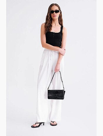 Pantalon palazzo plissé taille haute mixray