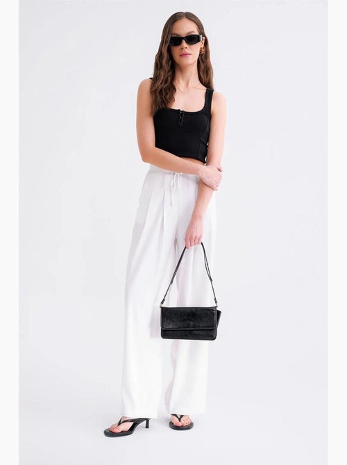 Pantalon palazzo plissé taille haute mixray - Kiabi Pantalon palazzo plissé taille haute mixray - Kiabi