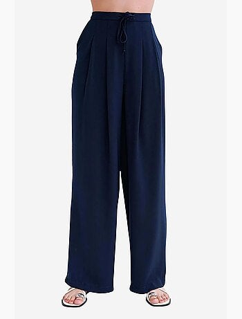Pantalon palazzo plissé taille haute mixray