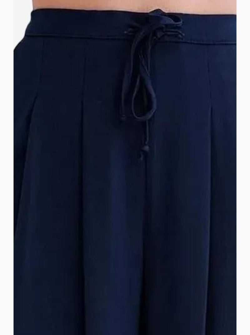 Pantalon palazzo plissé taille haute mixray Bleu marine - Kiabi