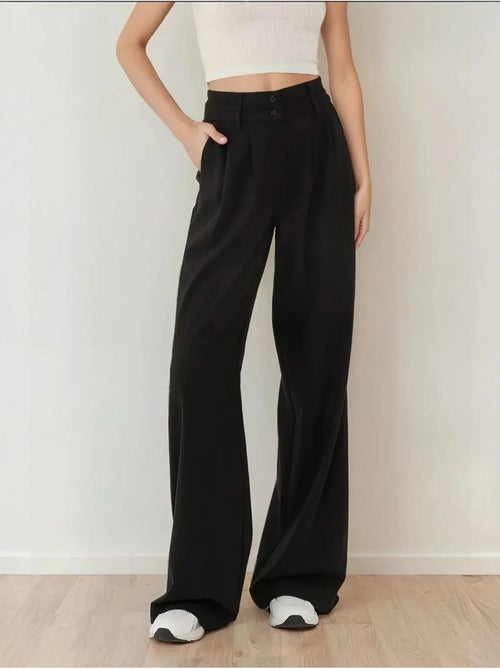Pantalon Palazzo plissé taille haute - Kiabi Pantalon Palazzo plissé taille haute - Kiabi