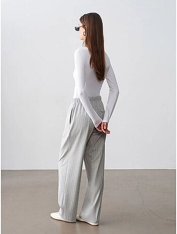 Pantalon palazzo rayé à jambe large dilvin