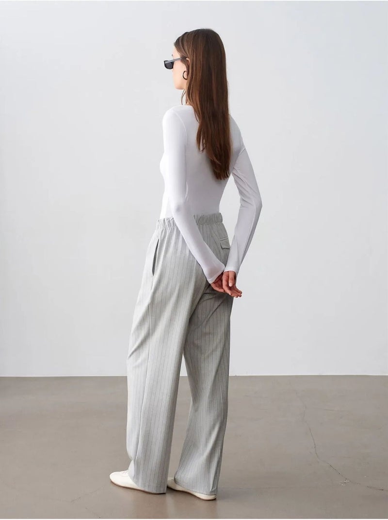 Pantalon palazzo rayé à jambe large dilvin Gris clair - Kiabi