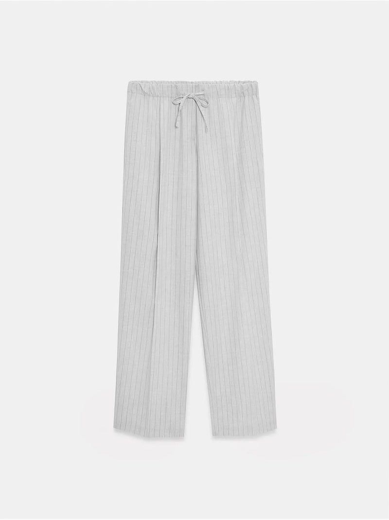 Pantalon palazzo rayé à jambe large dilvin Gris clair - Kiabi