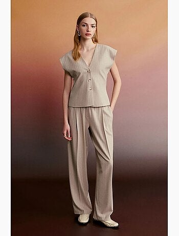 Pantalon palazzo rayé à jambe large dilvin