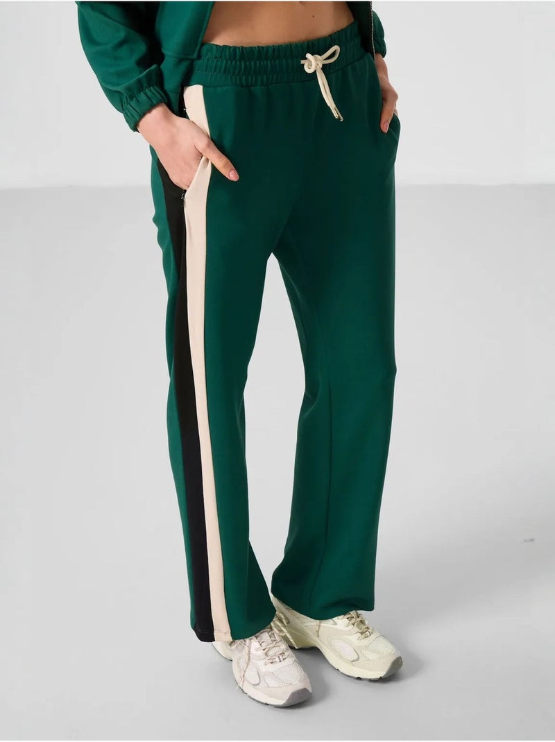 Pantalon palazzo rayé avec taille à cordon tommy Vert - Kiabi