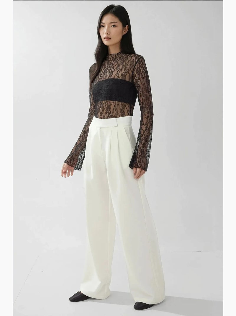 Pantalon palazzo taille haute à jambes larges hiccup Blanc - Kiabi