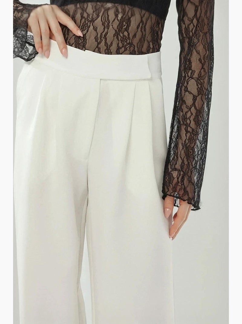 Pantalon palazzo taille haute à jambes larges hiccup Blanc - Kiabi
