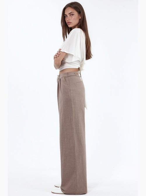 Pantalon palazzo taille haute à jambes larges hiccup - Kiabi Pantalon palazzo taille haute à jambes larges hiccup - Kiabi