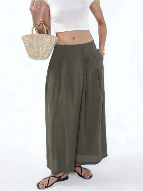 Pantalon palazzo taille haute à jambes larges - Kiabi