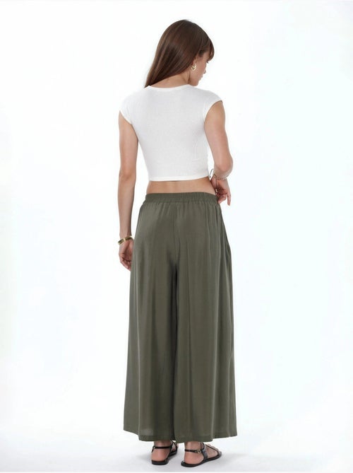 Pantalon palazzo taille haute à jambes larges - Kiabi