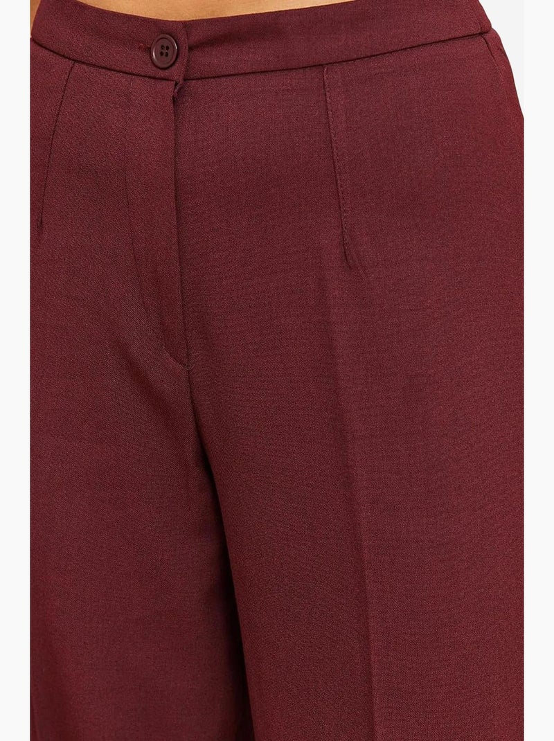 Pantalon palazzo taille haute à jambes larges lucci Rouge bordeaux - Kiabi