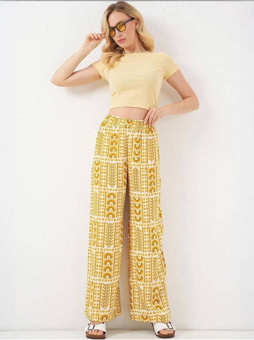Pantalon palazzo taille haute à rayures géométriques bdart - Kiabi Pantalon palazzo taille haute à rayures géométriques bdart - Kiabi