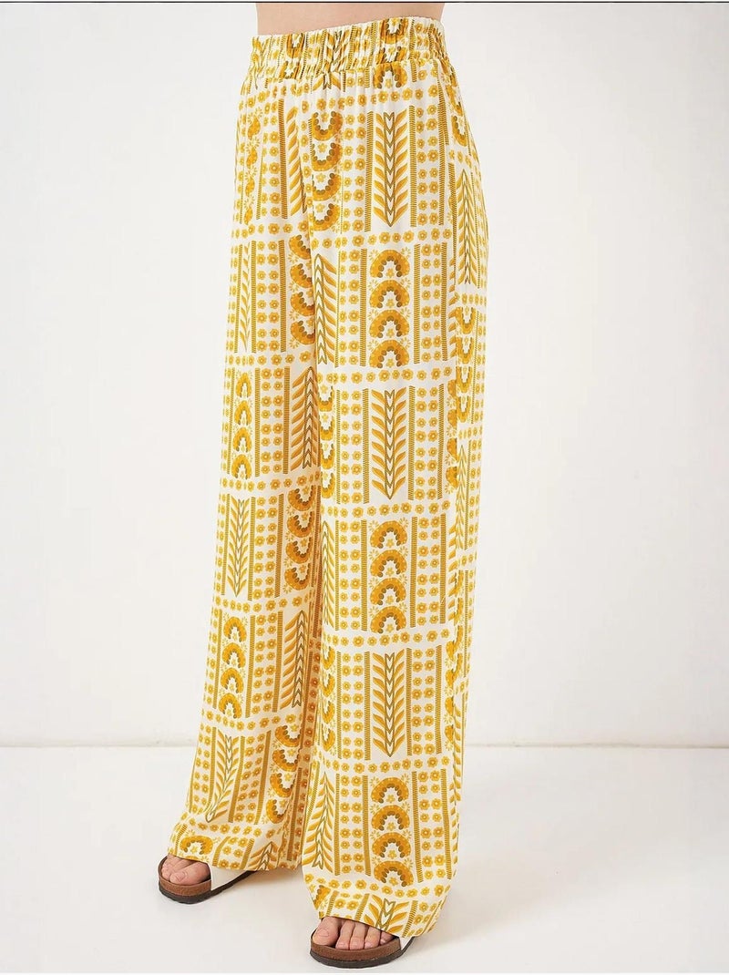 Pantalon palazzo taille haute à rayures géométriques bdart Ambre - Kiabi
