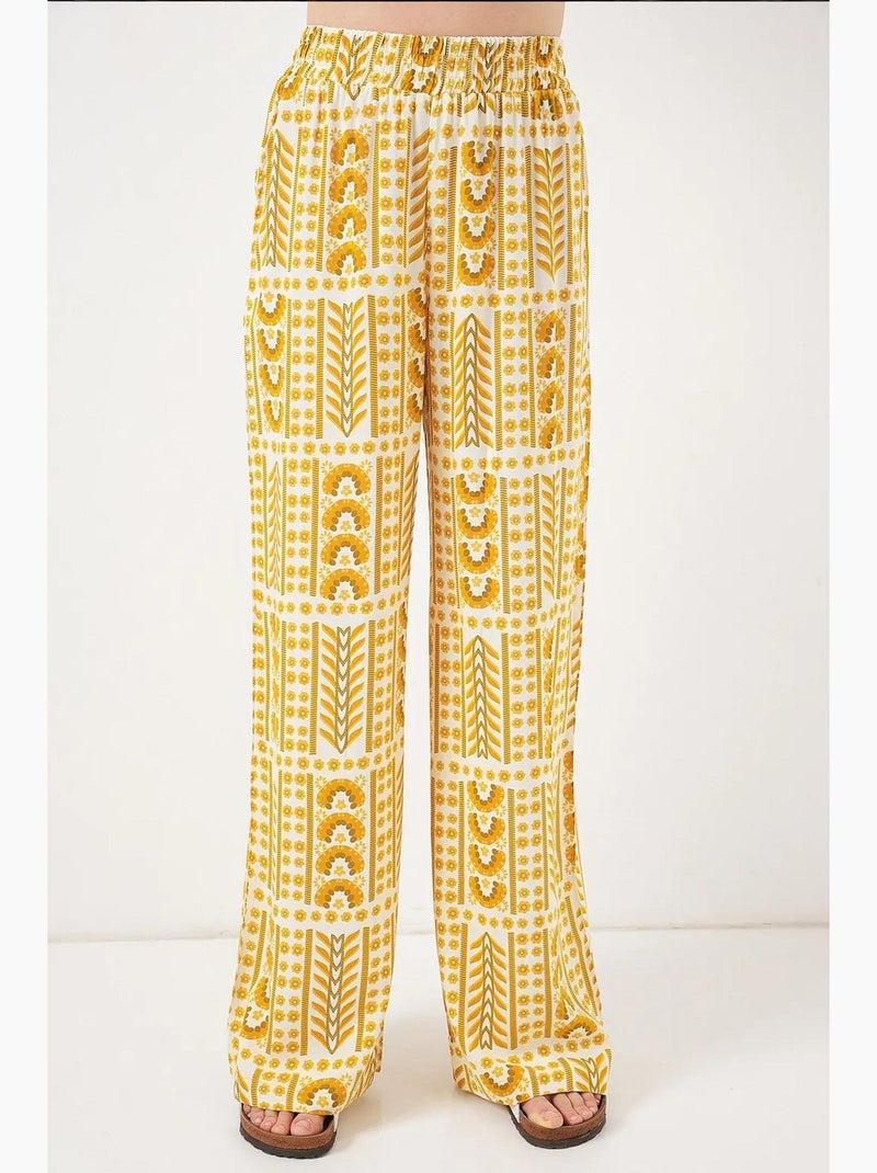 Pantalon palazzo taille haute à rayures géométriques bdart Ambre - Kiabi