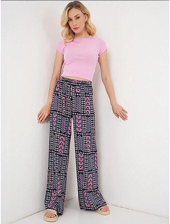 Pantalon palazzo taille haute à rayures géométriques bdart