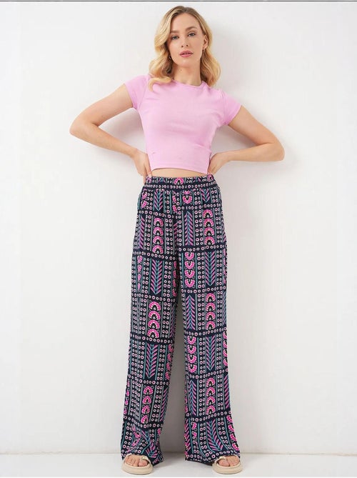Pantalon palazzo taille haute à rayures géométriques bdart - Kiabi