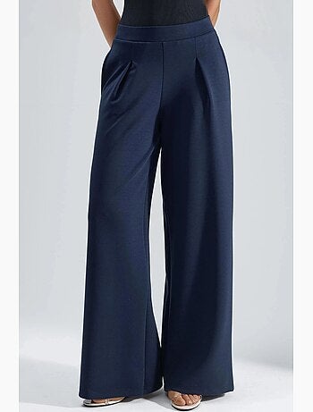 Pantalon palazzo taille haute avec élastique busem