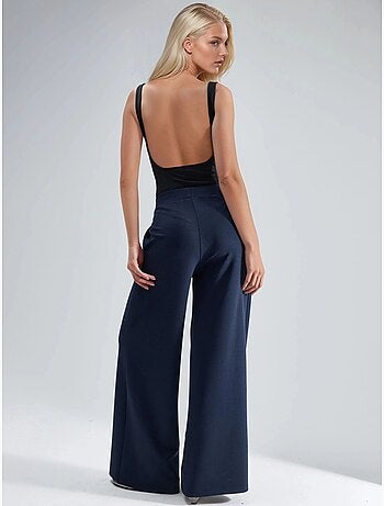 Pantalon palazzo taille haute avec élastique busem
