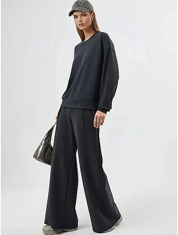 Pantalon palazzo taille haute avec élastique busem