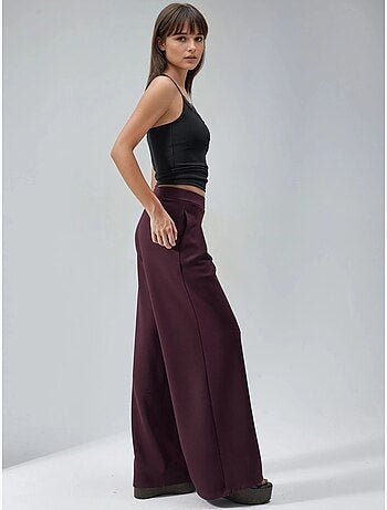 Pantalon palazzo taille haute avec élastique busem
