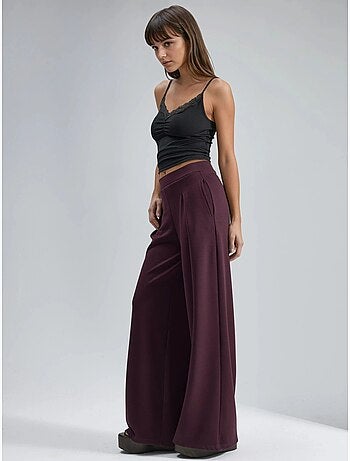 Pantalon palazzo taille haute avec élastique busem