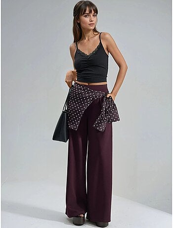 Pantalon palazzo taille haute avec élastique busem
