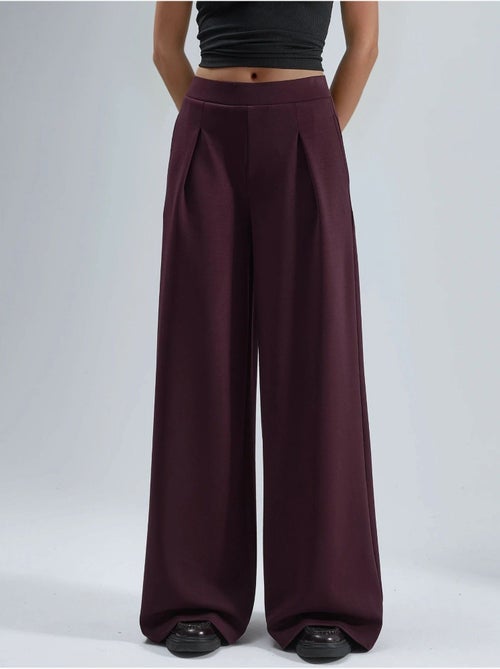 Pantalon palazzo taille haute avec élastique busem - Kiabi