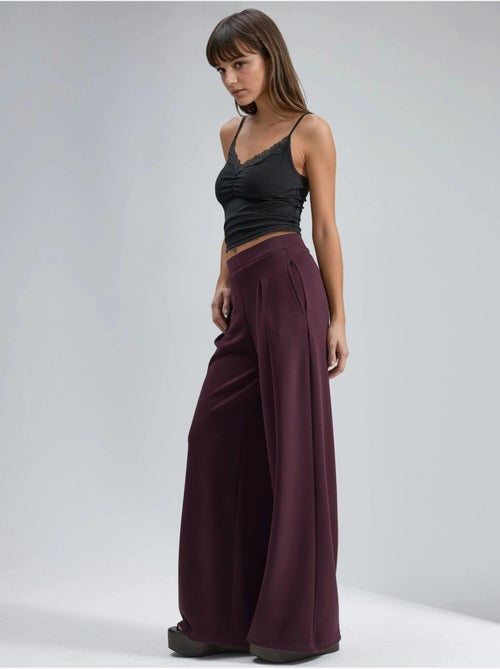Pantalon palazzo taille haute avec élastique busem - Kiabi