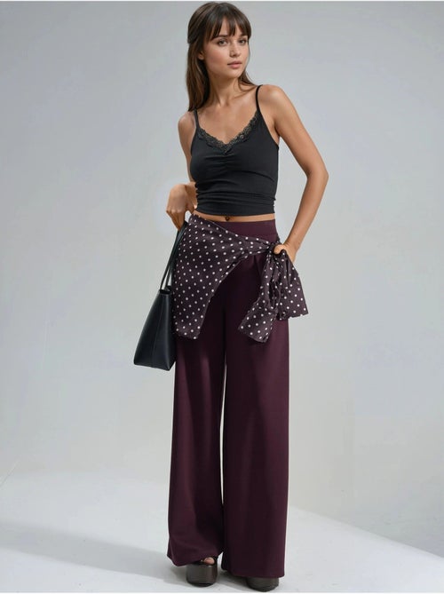 Pantalon palazzo taille haute avec élastique busem - Kiabi