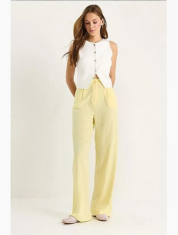 Pantalon palazzo taille haute avec fermeture à boutons lucci